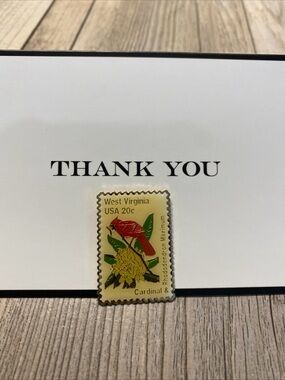 USPS West Virginia State Bird & Flower USA 20 Cent Stamp Enamel Lapel Pin
